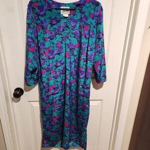 Vintage Y2K Floral Shift Dress Made in USA cottagecore grunge Size 14